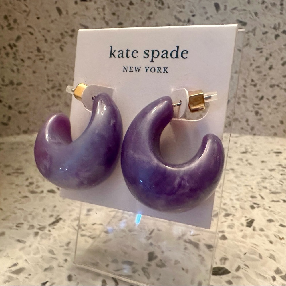 Kate Spade purple acrylic swirl earrings and faux Amethyst pendant necklace - Picture 10 of 12